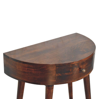 Luna Small Console Table with Drawer California Walnut Demilune Top