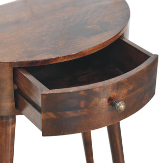 Luna Small Console Table with Drawer California Walnut Demilune Top