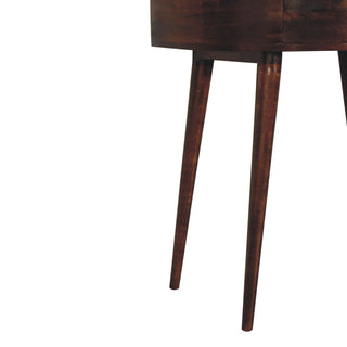 Luna Small Console Table with Drawer California Walnut Demilune Top