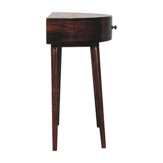 Luna Small Console Table with Drawer California Walnut Demilune Top