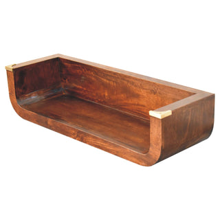 Zeno Wall-Mounted Console Table California Walnut Open Slot Shelf