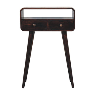 Luma Small Console Table with Drawer California Walnut Curved Frame