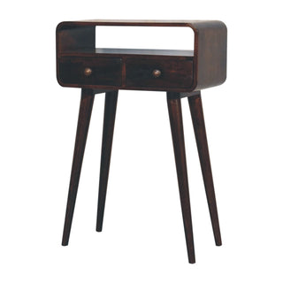 Luma Small Console Table with Drawer California Walnut Curved Frame