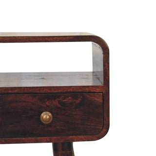 Luma Small Console Table with Drawer California Walnut Curved Frame