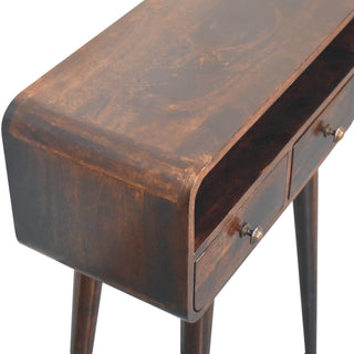 Luma Small Console Table with Drawer California Walnut Curved Frame