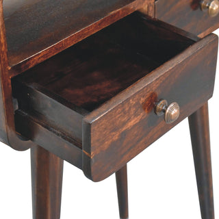 Luma Small Console Table with Drawer California Walnut Curved Frame