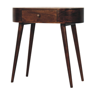 Sorrel Small Console Table with Drawer Honey Caramel Oval Top Mango