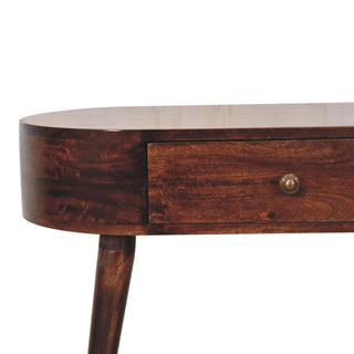 Sorrel Small Console Table with Drawer Honey Caramel Oval Top Mango