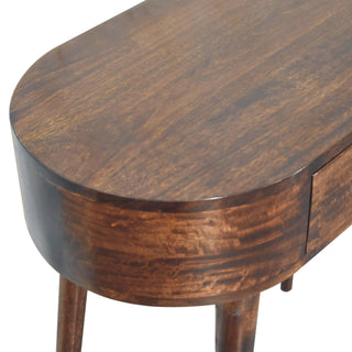Sorrel Small Console Table with Drawer Honey Caramel Oval Top Mango