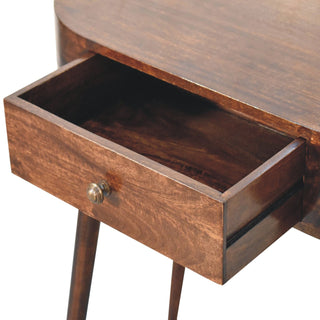 Sorrel Small Console Table with Drawer Honey Caramel Oval Top Mango