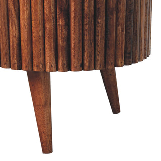 Runo Oval Coffee Table Solid Mango Wood Stave Wrapped Lift Top Mokka