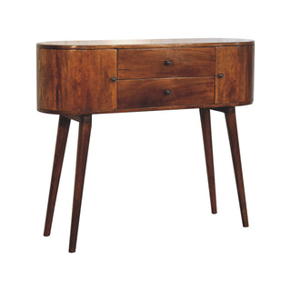 Arbor Console Table with Storage Chestnut Oval Body Side Cabinets Mango
