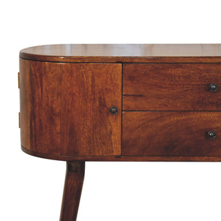 Arbor Console Table with Storage Chestnut Oval Body Side Cabinets Mango