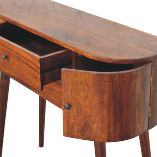 Arbor Console Table with Storage Chestnut Oval Body Side Cabinets Mango