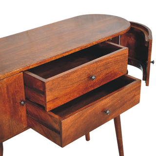 Arbor Console Table with Storage Chestnut Oval Body Side Cabinets Mango