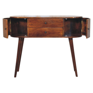 Arbor Console Table with Storage Chestnut Oval Body Side Cabinets Mango