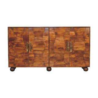 Marlowe Sideboard Cabinet Wave-Textured Chestnut Four-Door