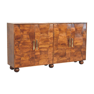 Marlowe Sideboard Cabinet Wave-Textured Chestnut Four-Door
