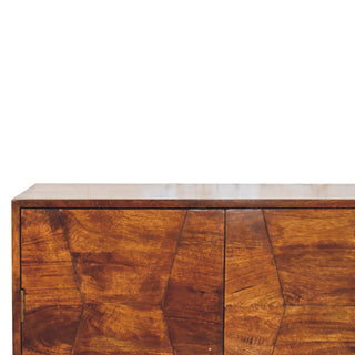 Marlowe Sideboard Cabinet Wave-Textured Chestnut Four-Door