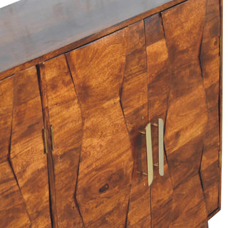 Marlowe Sideboard Cabinet Wave-Textured Chestnut Four-Door