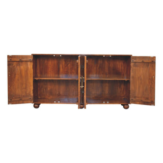 Marlowe Sideboard Cabinet Wave-Textured Chestnut Four-Door