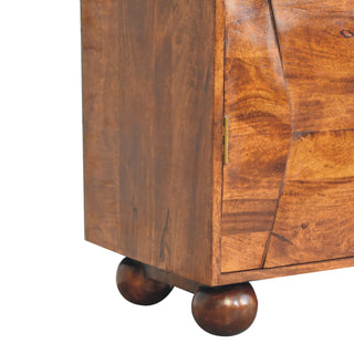 Marlowe Sideboard Cabinet Wave-Textured Chestnut Four-Door