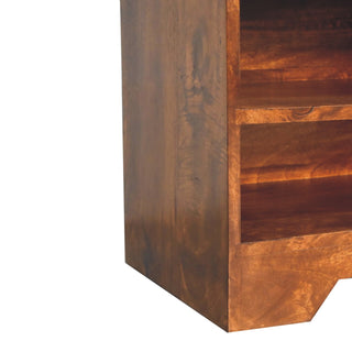 Tucker Shoe Storage Bench Solid Mango Wood Open Cubby Shelves Drawer Mud Linen Seat
