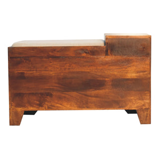 Tucker Shoe Storage Bench Solid Mango Wood Open Cubby Shelves Drawer Mud Linen Seat