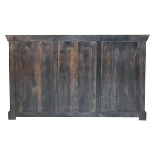 Nocturne Large Sideboard with Cross-Panel Doors in Ash Black and Natural Oak Top