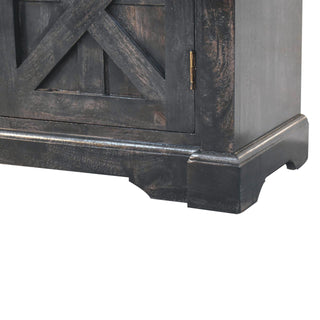 Nocturne Large Sideboard with Cross-Panel Doors in Ash Black and Natural Oak Top
