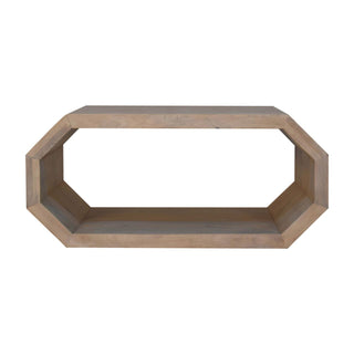 Prism Coffee Table Solid Wood Open Frame Hexagonal Ring Lime Marble Finish