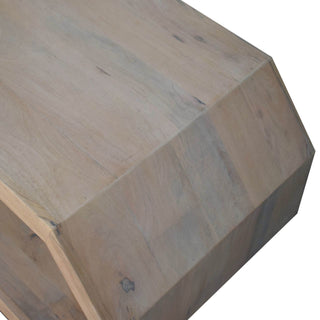 Prism Coffee Table Solid Wood Open Frame Hexagonal Ring Lime Marble Finish