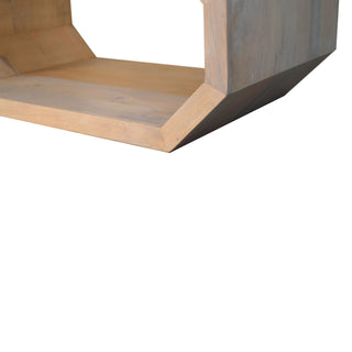 Prism Coffee Table Solid Wood Open Frame Hexagonal Ring Lime Marble Finish