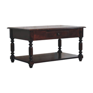 Aldea Hallway Console Table with Drawer Open Shelf Turned Legs Cherry Mango Wood