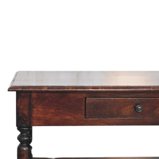Aldea Hallway Console Table with Drawer Open Shelf Turned Legs Cherry Mango Wood