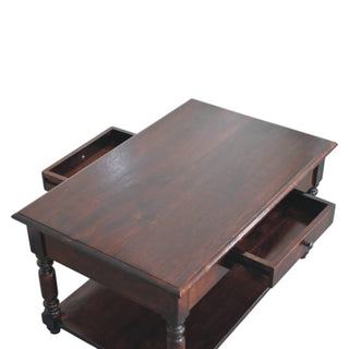 Aldea Hallway Console Table with Drawer Open Shelf Turned Legs Cherry Mango Wood
