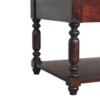 Aldea Hallway Console Table with Drawer Open Shelf Turned Legs Cherry Mango Wood