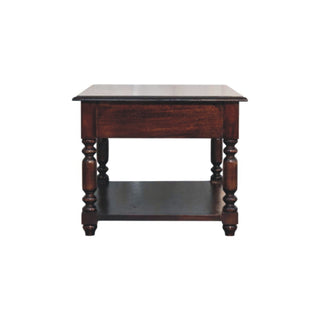 Aldea Hallway Console Table with Drawer Open Shelf Turned Legs Cherry Mango Wood