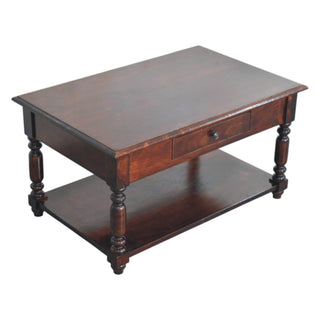 Aldea Hallway Console Table with Drawer Open Shelf Turned Legs Cherry Mango Wood