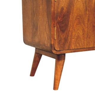 Willow Storage Cabinet Chestnut Curved Corners Two-Drawer Twin-Door Tapered Legs