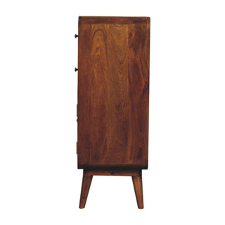 Willow Storage Cabinet Chestnut Curved Corners Two-Drawer Twin-Door Tapered Legs