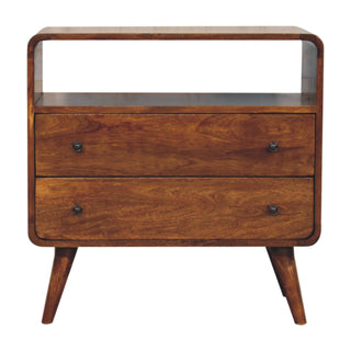 Cove Console Table with Storage Chestnut Curved Frame Open Shelf