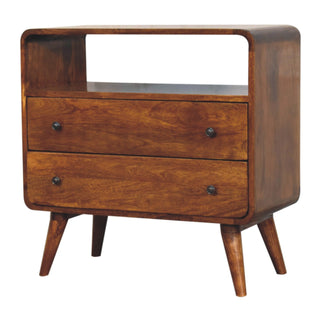 Cove Console Table with Storage Chestnut Curved Frame Open Shelf
