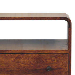 Cove Console Table with Storage Chestnut Curved Frame Open Shelf