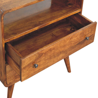 Cove Console Table with Storage Chestnut Curved Frame Open Shelf