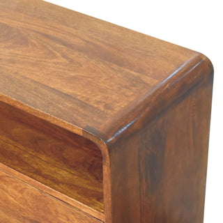 Cove Console Table with Storage Chestnut Curved Frame Open Shelf