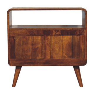 Cove Console Table with Storage Chestnut Curved Frame Open Shelf