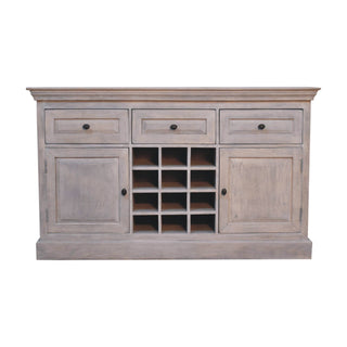 Cuvée Drinks Cabinet Wide Stone-Wash Wine Bottle Grid Drawers Twin Cupboard