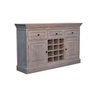 Cuvée Drinks Cabinet Wide Stone-Wash Wine Bottle Grid Drawers Twin Cupboard