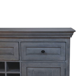 Cuvée Drinks Cabinet Wide Stone-Wash Wine Bottle Grid Drawers Twin Cupboard